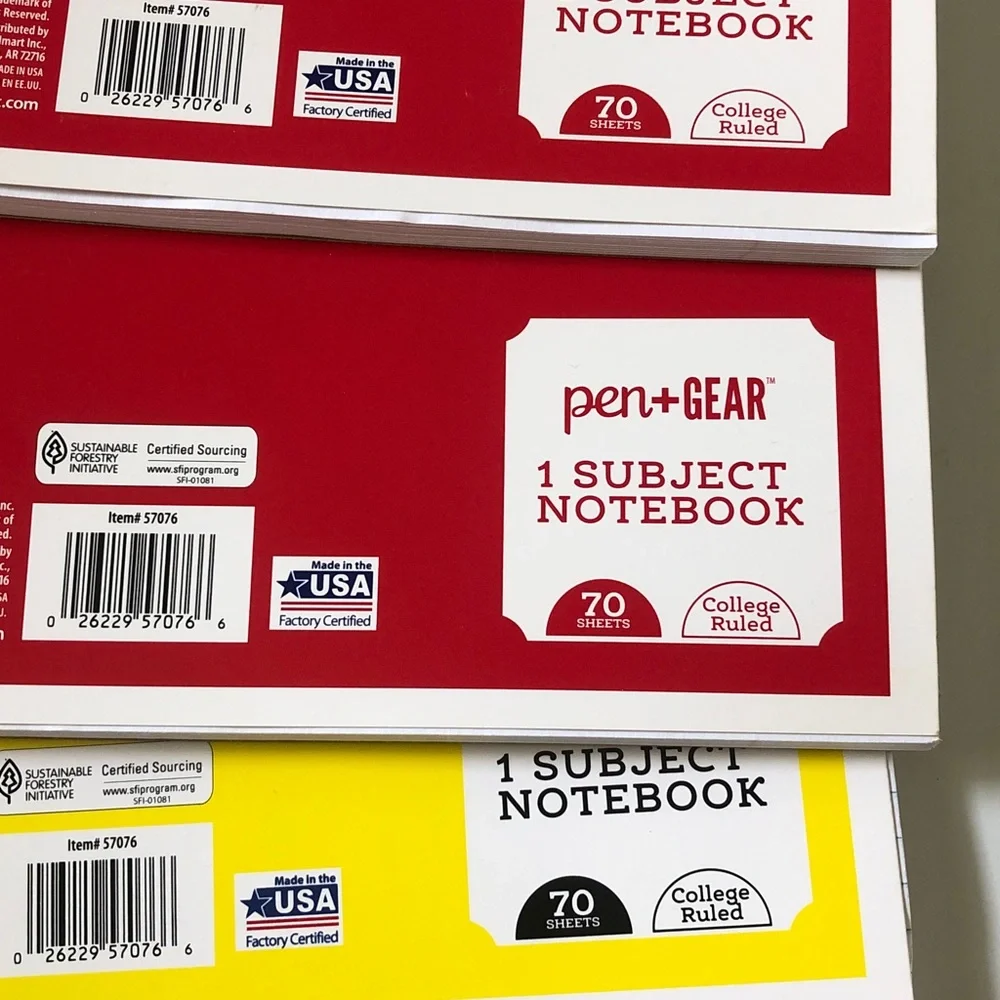 Lot of 3 new spiral bound 70 sheet notebooks and 3 matching folders.